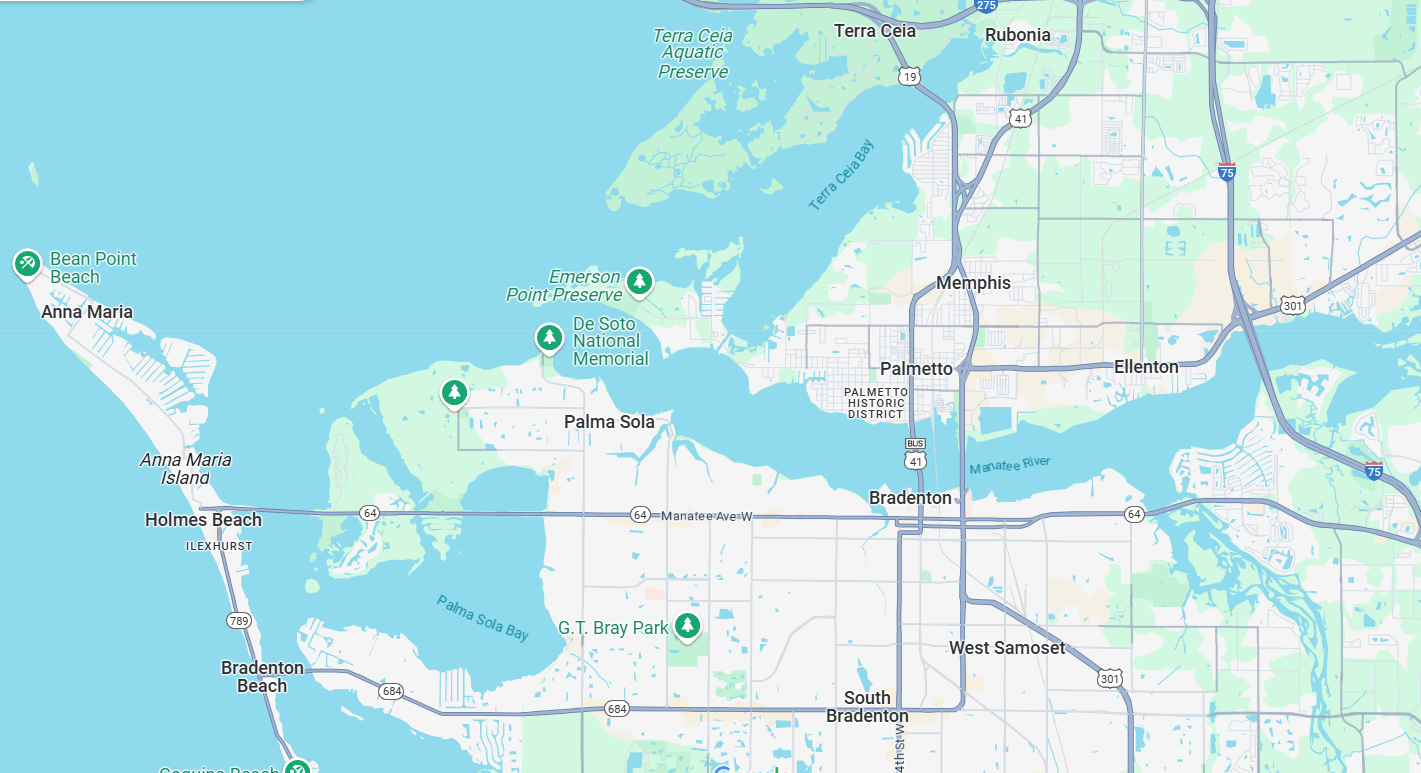 Bradenton fishing locations map showing seasonal differences between summer and winter fishing spots